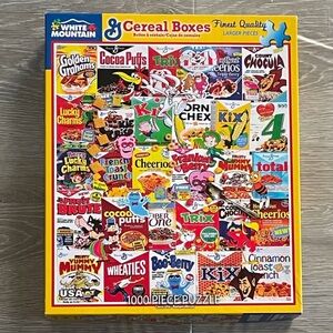 EUC Colorful “White Mountain” Cereal Boxes 1000 Piece Jigsaw Puzzle size 24 x 30